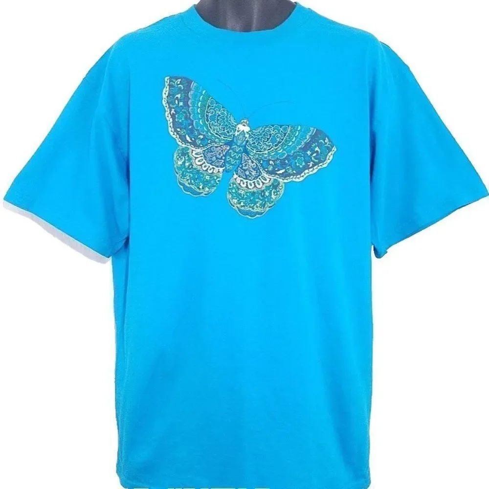 Butterfly T Shirt Mens Size XL Vintage 90s Lepidoptera Butterfly Moth Art Tee